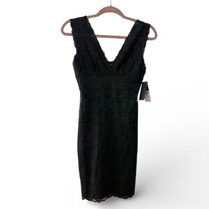 GUESS Black Lace Bodycon Dress – Deep V – NWT – Sexy Classic